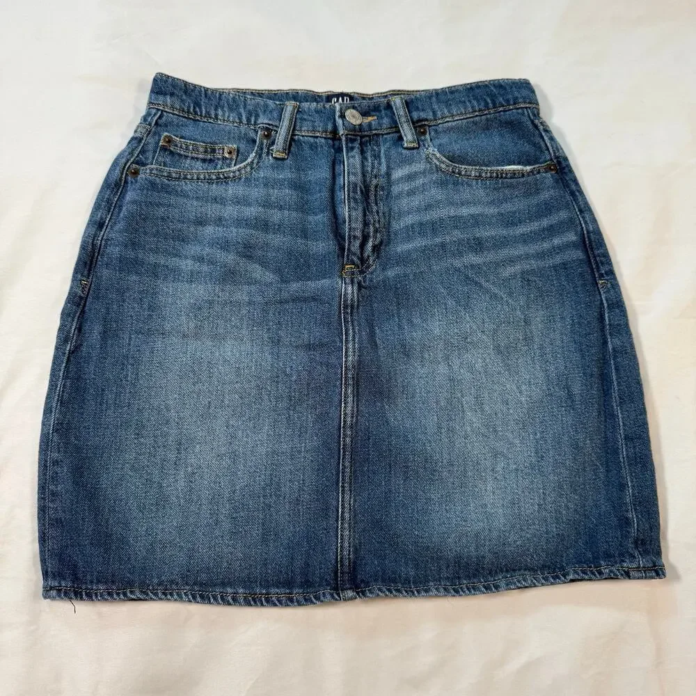 Vintage GAP denim mini skirt stretchy denim womens size 27